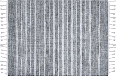 Obrázok produktu pre BELIANI Koberec sivý a biely 160 x 230 cm pruhovaný vzor so strapcami moderná obývacia izba spálňa