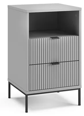 Image de Table de chevet Vicco Eliza Gris/Noir 40x66cm avec 2 tiroirs & 1 compartiment, Model 62159