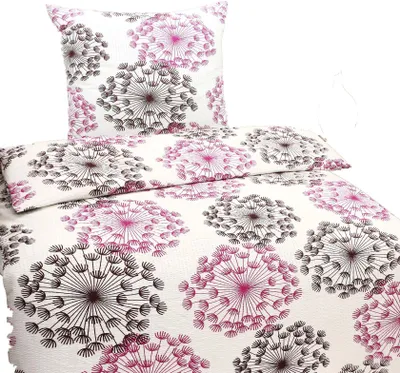 Produktbild von Bettwäsche Seersucker Mikrofaser Blumen 135x200 80x80 Weiß: 2 tlg.