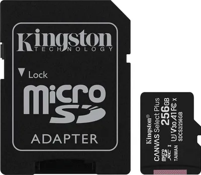 Produktbild von Kingston Technology 256GB micSDXC Canvas Select Plus 100R A1 C10 Einzelpack ohne Adapter, 256 GB, MicroSDXC, Klasse 10, UHS-I, 100 MB/s, 85 MB/s