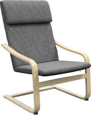 Produktbild von Relaxsessel, Relaxstuhl, Ruhesessel mit Kopfkissen, Schwingstuhl, Esszimmerstuhl mit Leinenoptik für Wohnzimmer, Birkenholz, Dunkelgrau 66,5 x 80 x 99cm