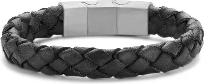 Produktbild von Frank1967 - 7FB-0649 - Gevlochten Armband Antraciet met Stalen Sluiting - Heren