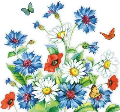 Produktbild von 20 Servietten Cornflower - Aufblühende Kornblumen 33x33cm