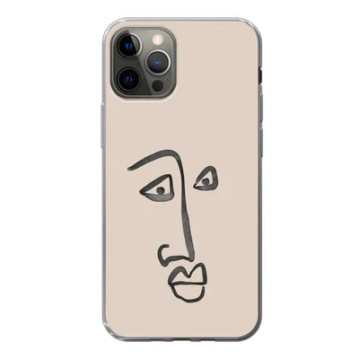 Produktbild von MuchoWow® Handyhülle Schutzhülle Hülle für iPhone 13 Pro Gesicht - Rosa - Strichzeichnung Silikon Softcase Handy Hülle - Handy-Tasche