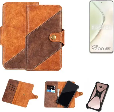 Produktbild von K-S-Trade Handyhülle Schutzhülle Bookstyle Case Wallet-Case kompatibel mit Vivo Y200 5G V2343A Cover Klapphülle Kantenschutz Smartphone dunkelbraun