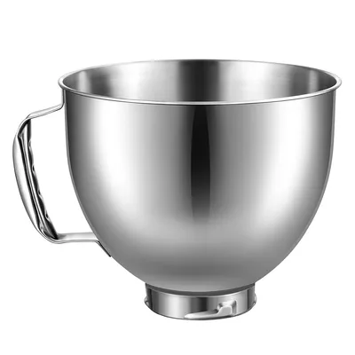 Produktbild von Edelstahl Rührschüssel,Edelstahlschüssel mit Griff,Ersatz Mixer Zubehör,Spülmaschinenfest,4.5Q,silber