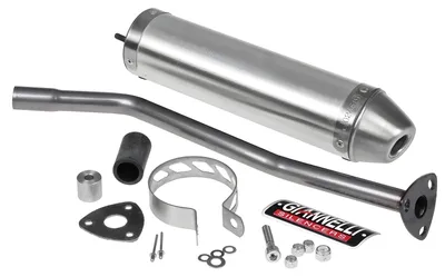 Obrázek produktu pro Výfukový tlumič Giannelli, hliníkový, s homologací (ABE) pro motocykly Aprilia SX 50, RX 50 od roku 2006