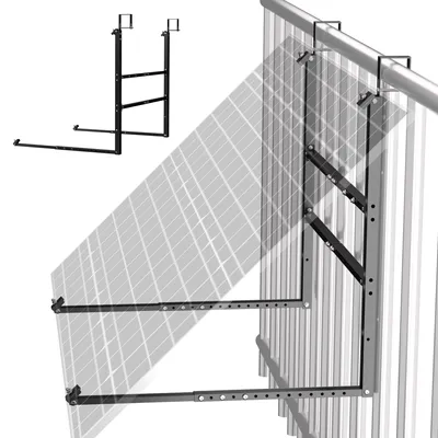 Produktbild von Verstellbare Balkonkraftwerk Halterung für Geländer, L-Haken Aufhängung für 400-600W Solarmodule, Sturmsichere Metallhalterung