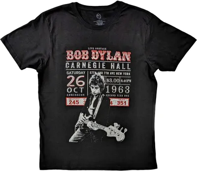 Image de Bob Dylan - "Carnegie Hall '63" T-shirt Homme/Femme Unie RO5813 (L) (Noir)