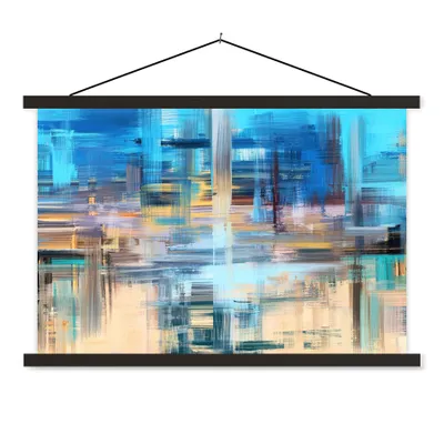Produktbild von MuchoWow® Textilposter Ölfarbe - Abstrakt - Malerei 90x60 cm mit schwarzem Rahmen - Aufhängungssatz