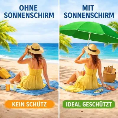 Produktbild von 2x Sonnenschirm Strandschirm Garten Balkon Strand Schirm UV-Schutz Rot + Grün