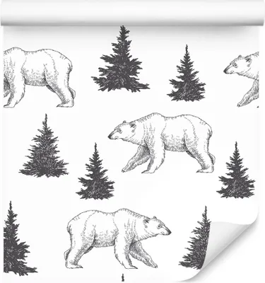 Produktbild von 10m VLIES TAPETE Rolle Kinderzimmer Wald Tiere Bären Bäume Natur Gemalt XXL