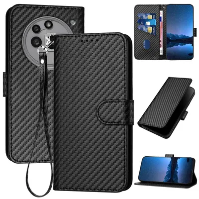 Immagine prodotto di Per Nothing Phone 3a Pro Carbon Fiber Design Custodia in Pelle finta con cordino Nero