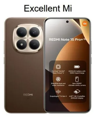 Image de Xiaomi Redmi Note 15 Pro+ 5G, smartphone pour le marché européen, écran 6,83" AMOLED 1.5K 120Hz, processeur Snapdragon 7s Gen, appareil photo 200MP, 12 Go de RAM / 512 Go de stockage, batterie 6500 mAh, charge rapide 100W