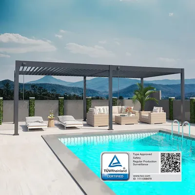 Produktbild von Deluxe Pavillon Terrassenüberdachung Aluminium 3,6 x 7,2 M anthrazit