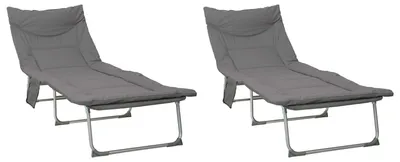 Produktbild von vidaXL Klappbare Sonnenliege mit Kissen 2 stk. Anthrazit