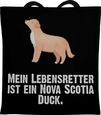 Produktbild von Mr. & Mrs. Panda Tote Bag Nova Scotia Duck Lebensretter - Schwarz - Geschenk, Schultasche, Tolling Retriever, Baumwollbeutel, Einkaufstasche, Beutel, Shopping Tasche