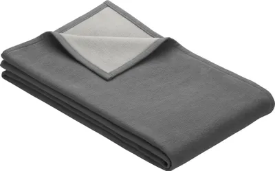 Produktbild von Ibena Bio Baumwolldecke Stockholm 140x200cm - Kuscheldecke anthrazit/silber zweifarbig, Wolldecke, Sofadecke kuschelweich
