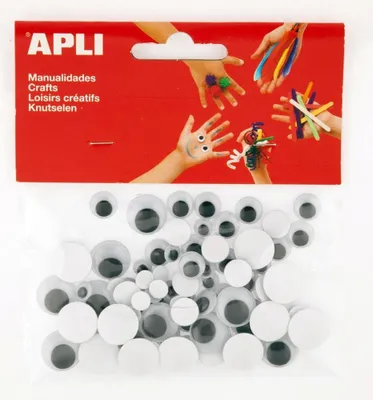 Produktbild von Apli - selbstklebende Bastelaugen, rund, Blister mit 100 Stück