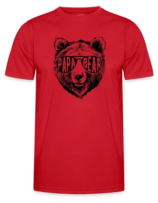 Produktbild von Spreadshirt Papa Bär Cool Dad Funktionsshirt Herren, L, Rot