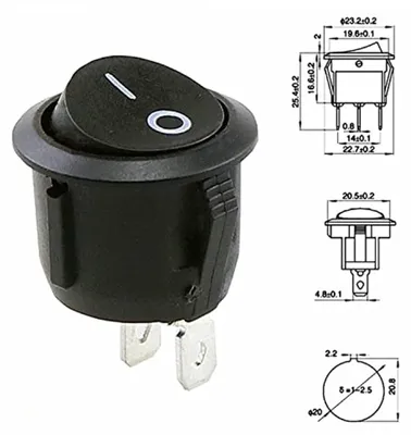 2-poliger Kippschalter ON/OFF - Rot, Schwarz und Weiß - 6A/250V Kunststoff Druckknopf Schalter für Auto