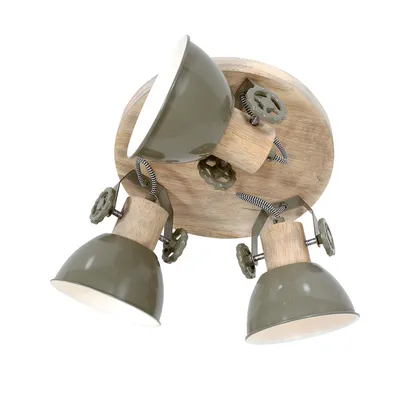 Image de Mexlite - spot - Gearwood - vert - métal bois de caoutchouc - Ø 38cm - E27 - 3063G