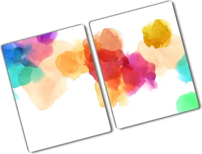 Produktbild von Tulup Glas Herdabdeckplatte - 2x40x52 cm - Glaskeramikkochfeld-Abdeckung Spritzschutz Glasabdeckplatte Kochplattenabdeckung und Schneidebrett - Zweiteilig - Kunst: modern & klassisch - Bunte Flecken - Mehrfarbig