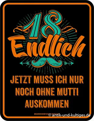Produktbild von Lustiges Blechschild 18 endlich Geburtstag volljährig Happy Birthday