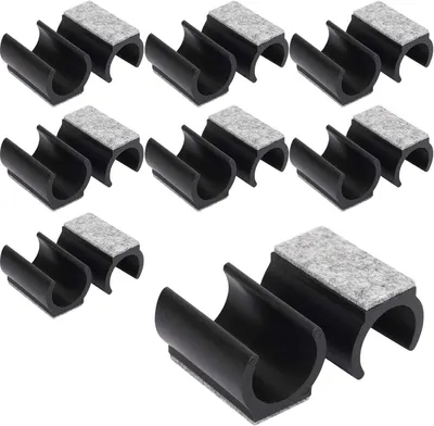 Imagen del producto de 16 protectores para patas de sillas en forma de U, hechos de fieltro, de 25 mm, que reducen el ruido, son antideslizantes y están diseñados para sillas de metal