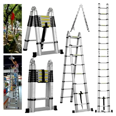 Produktbild von Tragbare Teleskopleiter mit A-Rahmen 5,03 m Aluminium klappbar