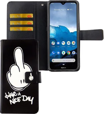 Produktbild von Nokia 6.2 Tasche Handy Hülle Schutz-Cover Flip-Case mit Kartenfach Have a nice day