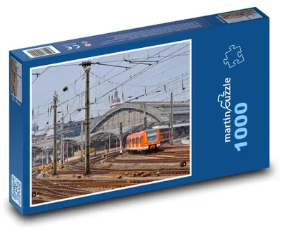 Produktbild von Puzzle 1000 Bahnhof - Lokomotive - martinpuzzle