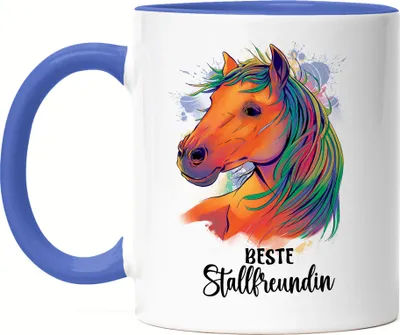 Produktbild von Beste Stallfreundin Tasse Blau Pferde Liebe Pferdeliebhaber Freundin Freunde Reiten Stall Reiterin Pferdeflüsterer