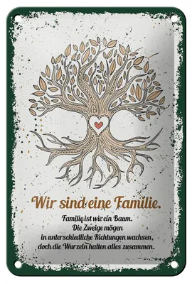 Produktbild von Blechschild  Wir sind Familie alles zusammen, 18 x 12 cm, Blechschilder Spruch Glück Weisheit