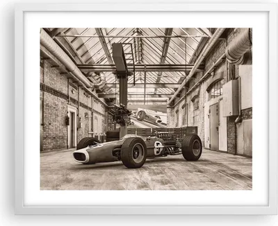 Produktbild von Gerahmtes Poster - Weißer Rahmen - Formel 1 Rennen Retro - 50x40 cm - Wand Bild - Wanddeko - Wandbilder - Kunstposter - Wandposter - Bilderrahmen - Bilder - Kunstdruck - P2WAA50x40-4918