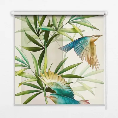 Produktbild von Seitenzug-Rollo Fensterrollo Jalousie - Thermo-Rollo Verdunkelungsrollo - 130x140 cm - Vögel in den Blättern