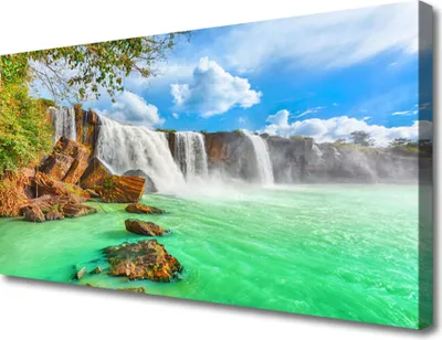 Produktbild von Tulup Leinwand-Bilder 100x50 Wandbild Canvas Kunstdruck Wasserfall See Landschaft