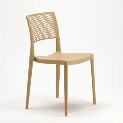 Produktbild von Stuhl Stapelbar aus Polypropylen Stühle für Bar Küche und Garten Cross - Beige