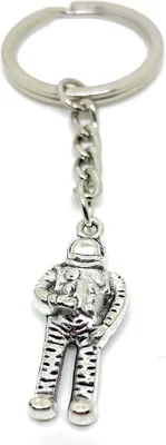 Produktbild von Onwomania Schlüsselanhänger Astronaut Weltraum Raumfahrt Silber Metall Anhänger Charm