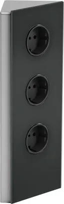 Produktbild von WIPO Steckdosenelement Power Eck G, 3 Schukosteckdosen, Edelstahl/Glas schwarz
