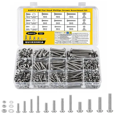 Productafbeelding van 840 stuks bouten en schroeven assortiment M3, M4, M5 met moeren