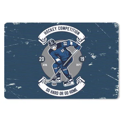 Produktbild von MuchoWow® Schreibtischunterlage Eishockey - Retro - Zitat 60x40 cm - XXL Mauspad - Großes Mauspad