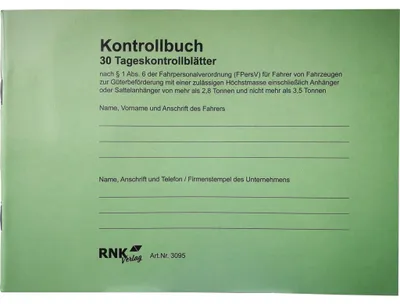 Produktbild von RNK Kontrollbuch 3095 für Fahrpersonal DIN A5 quer 32Blatt