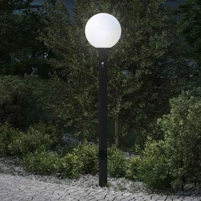 Produktbild von Pollerleuchte mit Sensor und Steckdose 120 cm Schwarz IP44