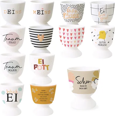 Produktbild von LS-LebenStil Echt-Gold Eierbecher Spruch "es dich gibt" edle Gute Laune Eibecher Eierhalter Eihalter Deko Frühstückstisch Geschenk Hochzeit Verlobung