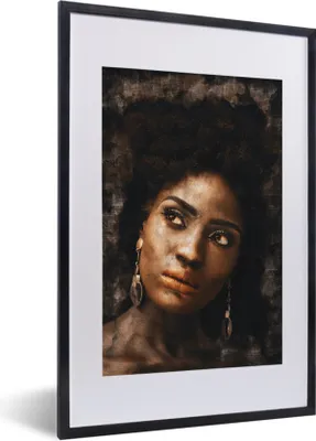 Produktbild von MuchoWow® MuchoWow® Gerahmtes Poster Frau - Abstrakt - Zeitung 40x60 cm - Poster mit zchwarzem Bilderrahmen - Poster in Rahmen