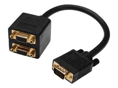 Produktbild von Digitus VGA Monitor Y-Verteilerkabel, Kabelsplitter, Schwarz, HD15 M, 2x HD15 F, 200 mm, Polybag, China