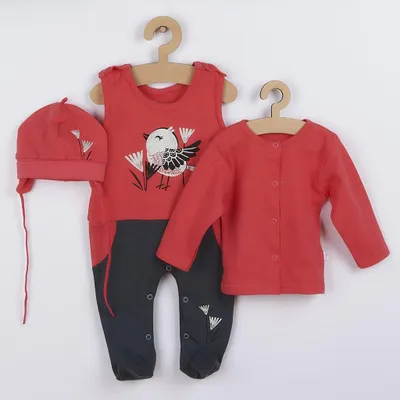 Produktbild von 3-teiliges Baby-Set aus Baumwolle Koala Birdy grau, Gr. 80 (9-12m)