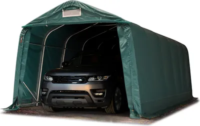 Produktbild von TOOLPORT Garagenzelt Carport 3,3 x 7,2 m in dunkelgrün Unterstand Lagerzelt 800 N PVC Plane und stabiler Stahlrohrkonstruktion