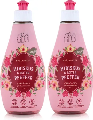 Produktbild von fit Spülmittel Hibiskus & roter Pfeffer 400ml - Geschirrspülmittel (2er Pack)